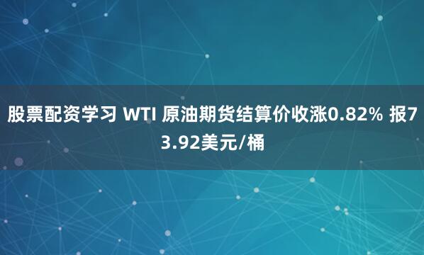股票配资学习 WTI 原油期货结算价收涨0.82% 报73.92美元/桶